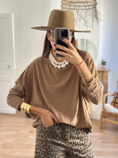 T-shirt NINETTE loose camel