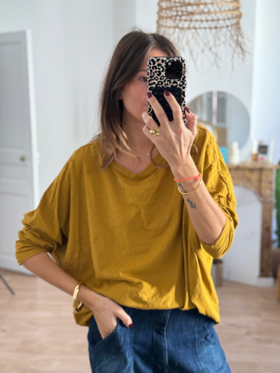 T-shirt NINETTE loose moutarde