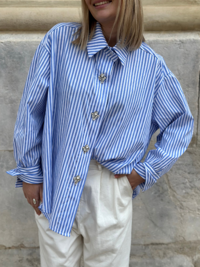 Chemise ALINE rayée bleu