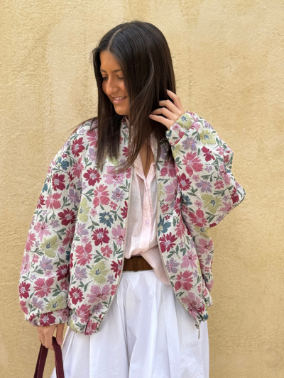 Veste CLOE beige a fleur